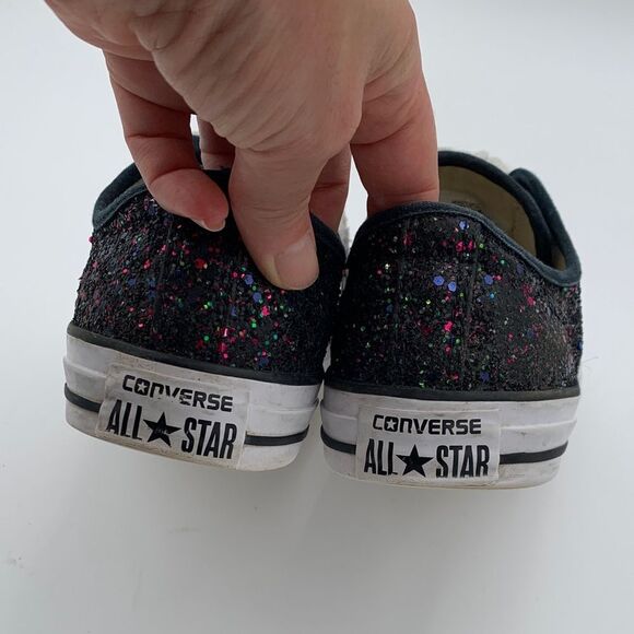 Converse womns Sparkle Sneakers - Black with multi colored Glitter size 10 - Picture 8 of 11